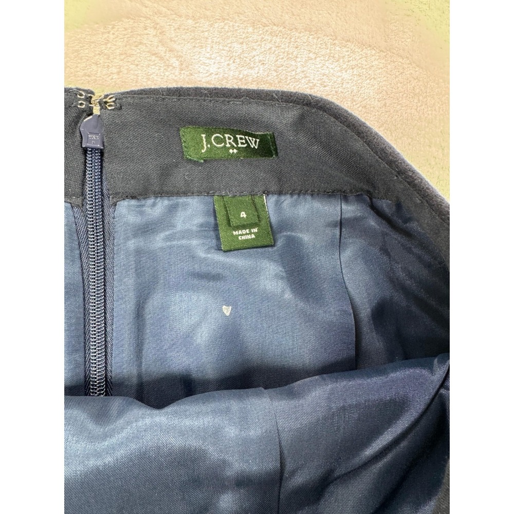 J.Crew Double Serge Wool Mini Skirt Women's 4 Deep Navy Pull-On Back Zip Classic - Picture 7 of 9